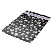 Paw Pattern, Dog Paws, Black and White, Jouw naam Badmat (Gekanteld)