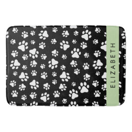 Paw Pattern, Dog Paws, Black and White, Jouw naam Badmat