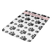 Paw Pattern, Dog Paws, Black and White, Jouw naam Badmat (Gekanteld)