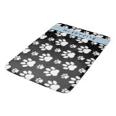 Paw Pattern, Dog Paws, Black and White, Jouw naam Badmat (Gekanteld)