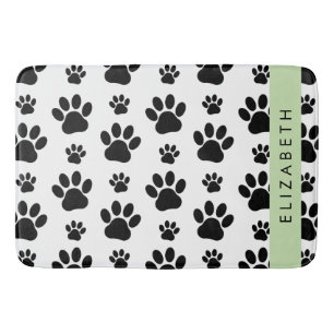 Paw Pattern, Dog Paws, Black and White, Jouw naam Badmat