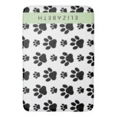 Paw Pattern, Dog Paws, Black and White, Jouw naam Badmat (Voorkant Verticaal)