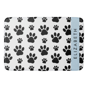 Paw Pattern, Dog Paws, Black and White, Jouw naam Badmat
