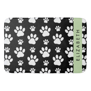 Paw Pattern, Dog Paws, Black and White, Jouw naam Badmat