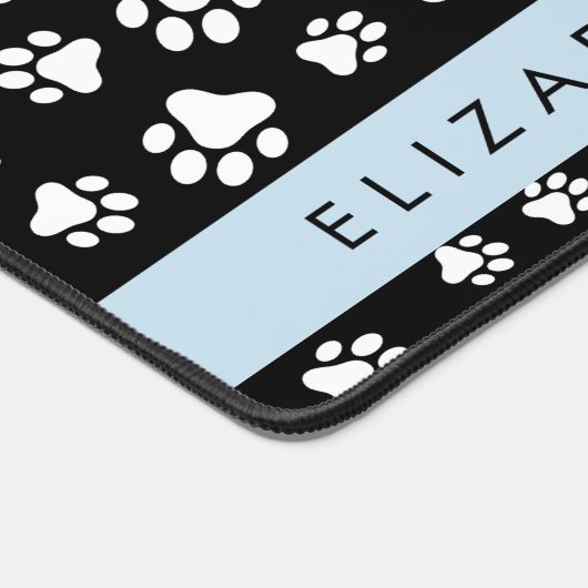 Paw Pattern, Dog Paws, Black and White, Jouw naam Bureaumat (Hoek)