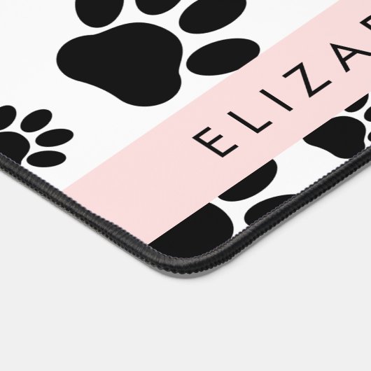 Paw Pattern, Dog Paws, Black and White, Jouw naam Bureaumat (Hoek)