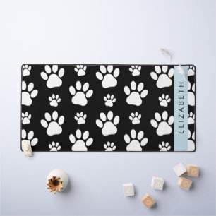 Paw Pattern, Dog Paws, Black and White, Jouw naam Bureaumat