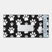 Paw Pattern, Dog Paws, Black and White, Jouw naam Bureaumat (Keyboard & Muis)