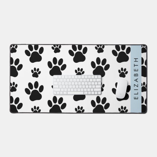 Paw Pattern, Dog Paws, Black and White, Jouw naam Bureaumat (Keyboard & Muis)