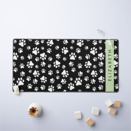 Paw Pattern, Dog Paws, Black and White, Jouw naam Bureaumat