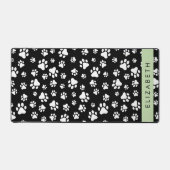 Paw Pattern, Dog Paws, Black and White, Jouw naam Bureaumat (Voorkant)