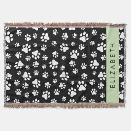 Paw Pattern, Dog Paws, Black and White, Jouw naam Deken