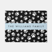 Paw Pattern, Dog Paws, Black and White, Jouw naam Deurmat (Voorkant)