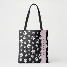 Paw Pattern, Dog Paws, Black and White, Jouw naam