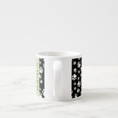 Paw Pattern, Dog Paws, Black and White, Jouw naam Espresso Kop (Achterkant)