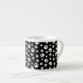 Paw Pattern, Dog Paws, Black and White, Jouw naam Espresso Kop (Voorkant rechts)