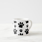 Paw Pattern, Dog Paws, Black and White, Jouw naam Espresso Kop (Voorkant rechts)