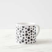 Paw Pattern, Dog Paws, Black and White, Jouw naam Espresso Kop (Voorkant rechts)