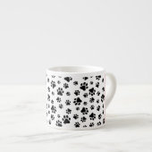 Paw Pattern, Dog Paws, Black and White, Jouw naam Espresso Kop (Voorkant rechts)