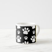 Paw Pattern, Dog Paws, Black and White, Jouw naam Espresso Kop (Voorkant rechts)