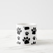 Paw Pattern, Dog Paws, Black and White, Jouw naam Espresso Kop (Voorkant)