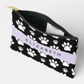 Paw Pattern, Dog Paws, Black and White, Jouw naam Etui (Open)