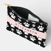 Paw Pattern, Dog Paws, Black and White, Jouw naam Etui (Open)