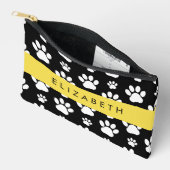 Paw Pattern, Dog Paws, Black and White, Jouw naam Etui (Open)