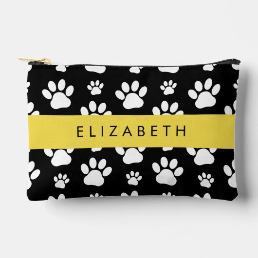 Paw Pattern, Dog Paws, Black and White, Jouw naam Etui (Voorkant)