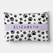 Paw Pattern, Dog Paws, Black and White, Jouw naam Etui (Achterkant)