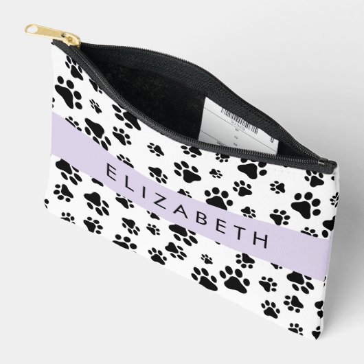 Paw Pattern, Dog Paws, Black and White, Jouw naam Etui (Open)