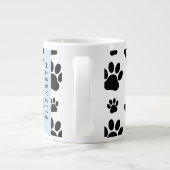 Paw Pattern, Dog Paws, Black and White, Jouw naam Extra Grote Beker (Achterkant)