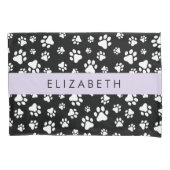 Paw Pattern, Dog Paws, Black and White, Jouw naam Kussensloop (Voorkant)