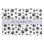 Paw Pattern, Dog Paws, Black and White, Jouw naam Kussensloop (Voorkant)