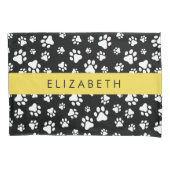 Paw Pattern, Dog Paws, Black and White, Jouw naam Kussensloop (Voorkant)