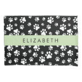 Paw Pattern, Dog Paws, Black and White, Jouw naam Kussensloop (Voorkant)