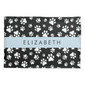 Paw Pattern, Dog Paws, Black and White, Jouw naam Kussensloop (Achterkant)