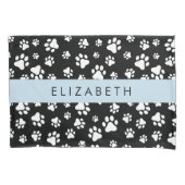 Paw Pattern, Dog Paws, Black and White, Jouw naam Kussensloop (Voorkant)