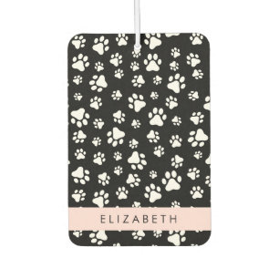 Paw Pattern, Dog Paws, Black and White, Jouw naam Luchtverfrisser