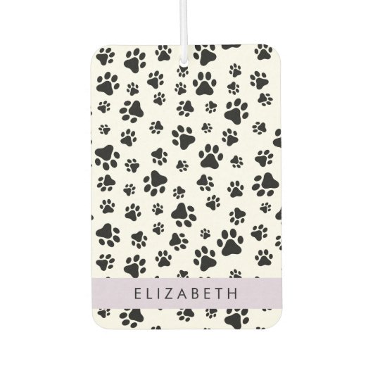 Paw Pattern, Dog Paws, Black and White, Jouw naam Luchtverfrisser (Voorkant)