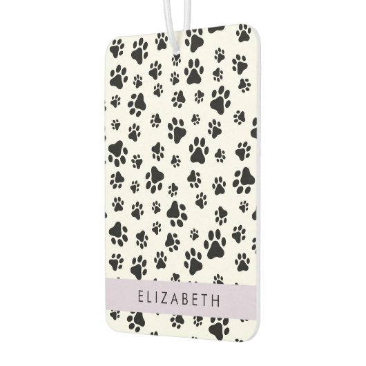 Paw Pattern, Dog Paws, Black and White, Jouw naam Luchtverfrisser (Links)