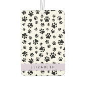 Paw Pattern, Dog Paws, Black and White, Jouw naam Luchtverfrisser (Achterkant)