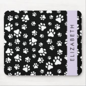 Paw Pattern, Dog Paws, Black and White, Jouw naam Muismat (Voorkant)