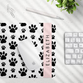 Paw Pattern, Dog Paws, Black and White, Jouw naam Muismat