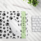 Paw Pattern, Dog Paws, Black and White, Jouw naam Muismat