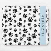 Paw Pattern, Dog Paws, Black and White, Jouw naam Muismat (Voorkant)