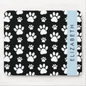 Paw Pattern, Dog Paws, Black and White, Jouw naam Muismat (Voorkant)