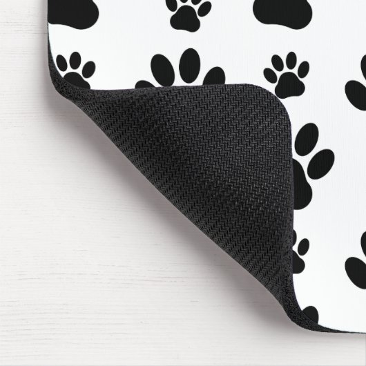 Paw Pattern, Dog Paws, Black and White, Jouw naam Muismat (Hoek)