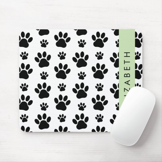 Paw Pattern, Dog Paws, Black and White, Jouw naam Muismat (Met muis)