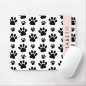 Paw Pattern, Dog Paws, Black and White, Jouw naam Muismat (Met muis)